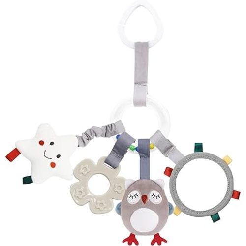 vocheer Car Seat Accessories for Babies Hanging Rattle Toys Soft Plush Activity Crib Stroller Car Seat Wind Chimes for 0 3 6 9 12 Months Infant