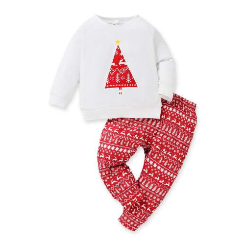 Newborn Baby Girl Clothes Long Sleeve Shirt Top Pants Set Christmas Tree Print Outfits Set Infant Baby Girl Fall Winter Clothes 3-6 Months