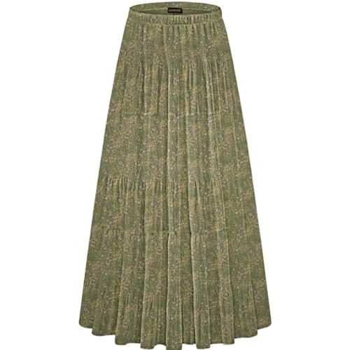 NASHALYLY Women's Chiffon Elastic High Waist Pleated A-Line Flared Maxi Skirts