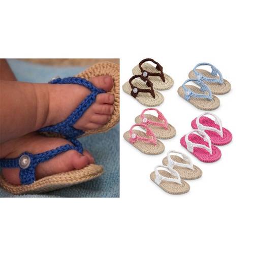 Crib Shoes Hand Crocheted Flip Flop Sandal Knit Booties Blue Pink White Brown Newborn Baby Girls Boys Socks Baby Shower Gift with Gift Box