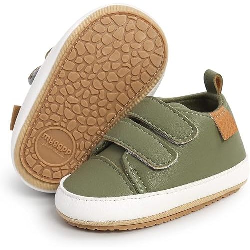 SOFMUO Baby Boys Girls High Top Ankle PU Leather Sneakers Soft Rubber Sole Infant Moccasins Newborn Oxford Loafers Anti-Slip Toddler Wedding Uniform Dress Shoes