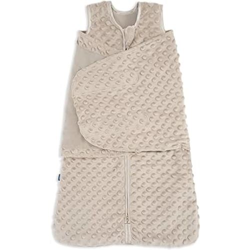 HALO Sleepsack Swaddle, 3-Way Adjustable Swaddle Blanket, TOG 3.0, Velboa, Fawn Grey Plush Dots, Newborn, 0-3 Months