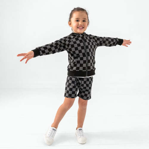 Monochrome Checks Zip Hoodie