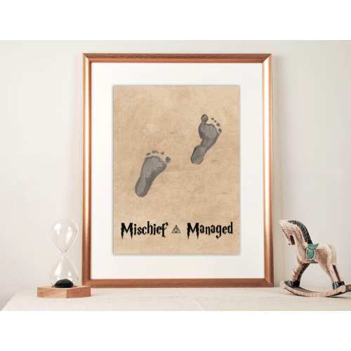 Printable wizard footprint nursery art, baby footprint, newborn art, Harry Wizard footprints, baby nursery, baby keepsake