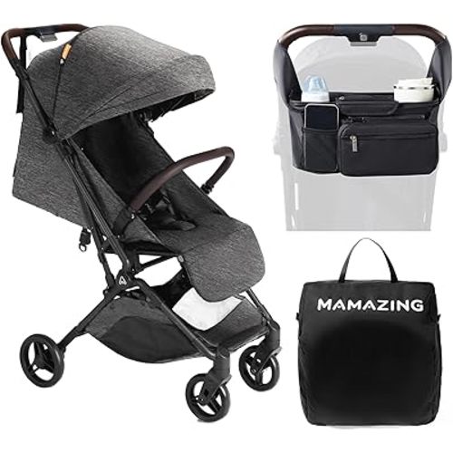 Lightweight Baby Travel Stroller with Organizer & Cushion–Mom’s Choice Gold Award Winner, Compact & Airplane-Friendly, One-Handed Folding Design, 11.6 lbs, Perfect for Toddlers, Black