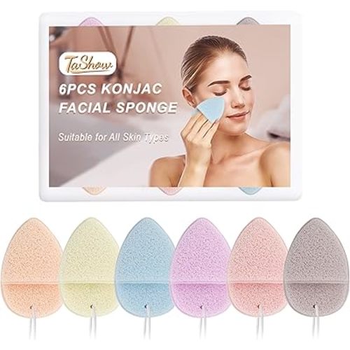 6 Pcs Reusable Face Sponges for Cleansing and Exfoliating, Facial Sponges for Estheticians, Gentle Facial Sponges for Washing Face, Suitable for All Skin Types, Glove Sponge, Multicolor