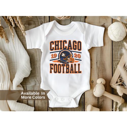 Chicago Football Baby Bodysuit- Retro Chicago Football Toddler Tee- Personalized Football Bodysuit- Game Day Bodysuit- Football Season Baby