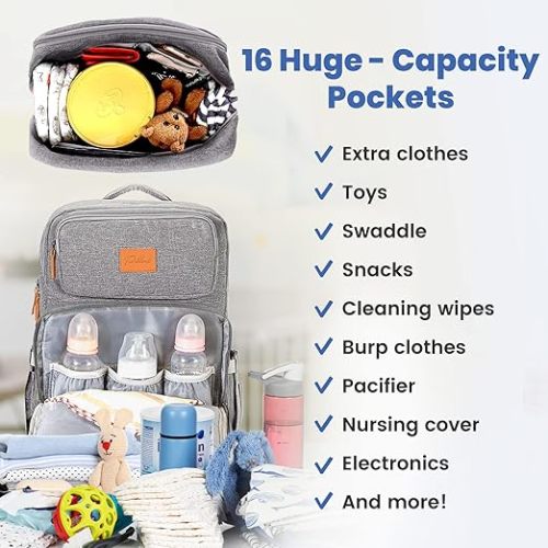 PILLANI Large Diaper Bag Backpack Travel Bag for Boys & Girls