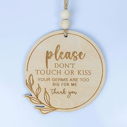 Wooden Card Please Do Not Touch or Kiss Baby Sign Please Do Not Touch Baby Wooden Sign Baby Shower (M08)