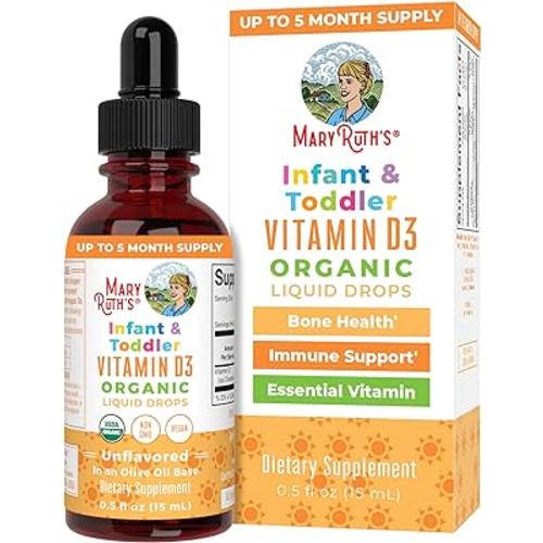 MaryRuth Organics Vitamin D USDA Organic, Upto 4 Month Supply, Vitamin D3 Liquid, Sugar Free, Liquid Drops Immune Support for Infants & Toddlers, VIT D3, Vegan, Gluten Free, Non-GMO, 90-150 Servings