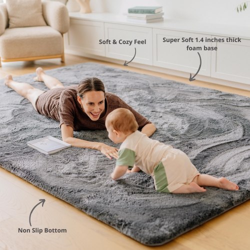 Deluxe Shaggy Relax Mat - 1.4" Thick Memory Foam