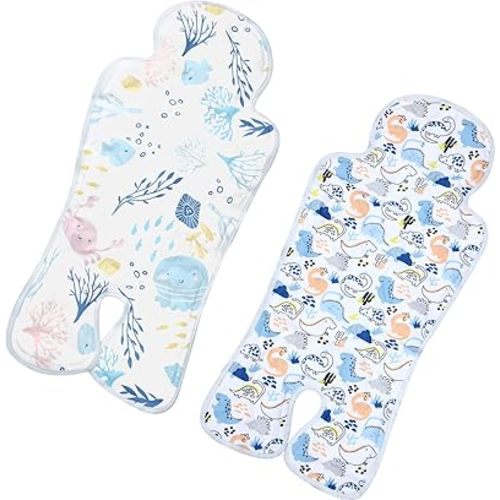 Pinkunn 2 Pcs Gel Car Seat Cooler Pad Summer Chair Ice Cushion Breathable Car Seat Pad Summer Cooler Seat Cushion Multifunctional Ice Mat for Stroller Baby Dining Chair, Safety Seat(Dinosaur, Sea)
