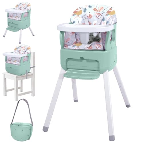 Bosedsang 4 in 1 Portable Baby Highchair Convertible Highchair for Babies and Toddlers - Foldable Carry Small Box, High Chair, Infant Booster Seat, Dining Chair, Easy to Carry and Store(Green)