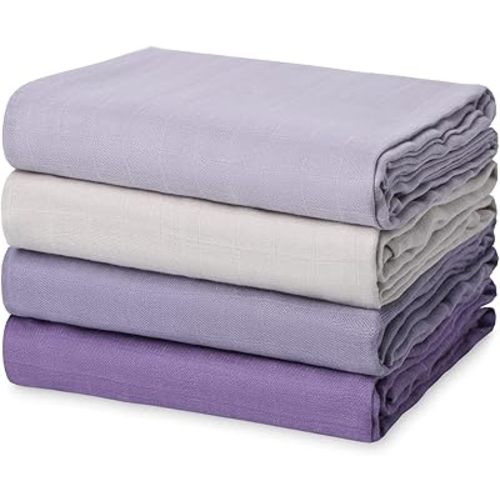 Momcozy Muslin Swaddle Blankets, Soft Silky Baby Swaddle Blankets for Baby Boys & Girls, Breathable and Skin-Friendly Baby Swaddle Blanket, 4-Pack Large 47 x 47 Inches Unisex Baby Blankets