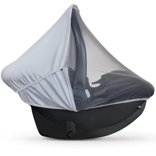 Summer Baby Car Seat Cover | 2-in-1 Breathable Carseat Sun Shade & Mosquito Net | UV Protection Lightweight Canopy Covers for Infant Unisex | Bug Net Mesh for Spring & Summer Warm Weather (Gray)