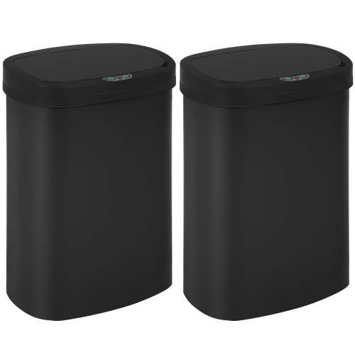 BestOffice 13 Gallon Plastic Touchless Trash Can with Motion Sensor for Indoor Use, 2 Pack(Black)