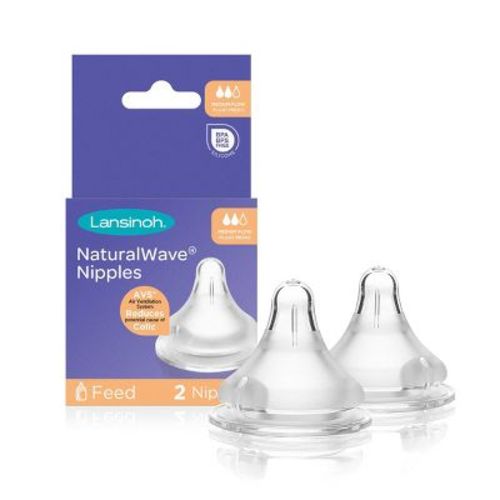 Lansinoh Naturalwave Silicone Anti-colic Baby Bottle Nipples - 2pk