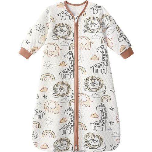 Yoofoss Baby Sleep Sack 12-18 Months 1.0 Tog Long Sleeve Sleep Sack Cotton Wearable Blanket for Toddlers 2-Way Zipper Quilted Sleeping Sacks(Large)