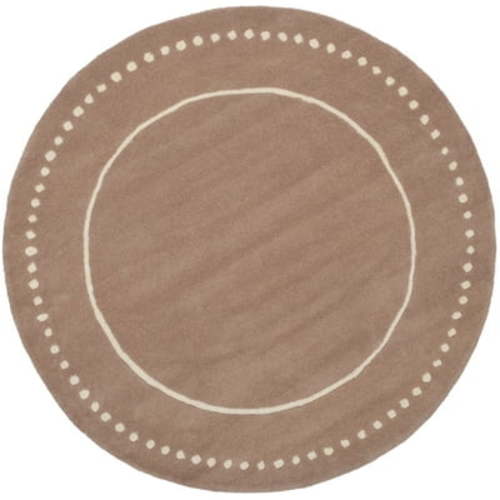 SAFAVIEH Bella Danita Plain Dotted Bordered Wool Area Rug, Beige/Ivory, 3' x 3' Round