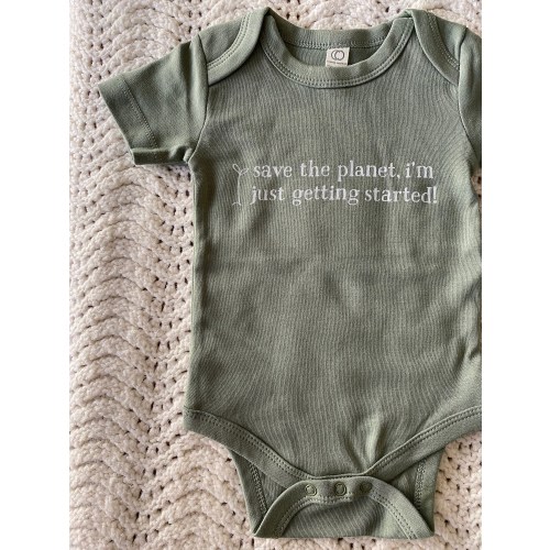 save the planet ~ organic cotton baby bodysuit ~ muted earth tones ~ hippie baby clothes ~ eco-friendly gender neutral baby shower gift