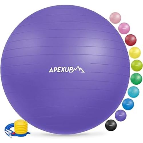 APEXUP Yoga & Pilates Ball - Anti Slip Heavy Duty Gym Ball for Fitness, Balance & Core Workout