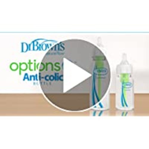 Dr. Brown’s Natural Flow® Anti-Colic Options+™ Narrow Baby Bottles 8 oz/250 mL, with Level 1 Slow Flow Nipple, 4 Pack, 0m+ - 4 Pack, 8oz, Clear