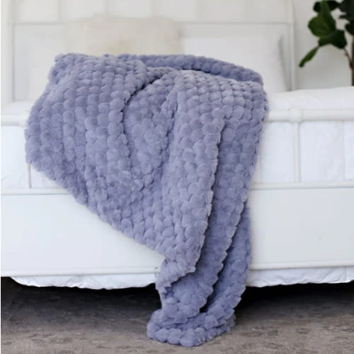 Belgian Waffle French Lavender Plush Blanket | Minky Couture