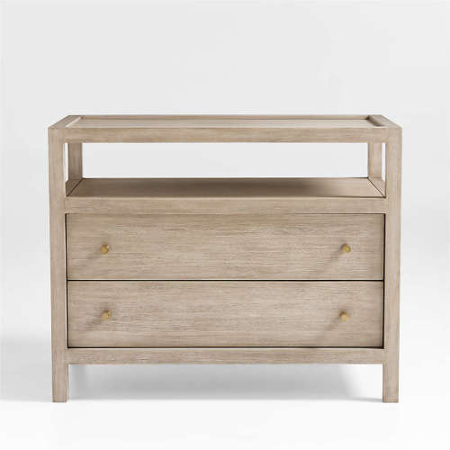 Keane 32" Weathered Natural Solid Wood Charging Nightstand