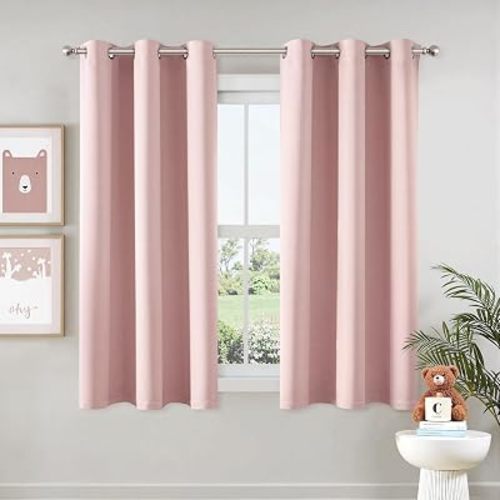 MIULEE Blackout Curtains for Bedroom 2 Panels 40 x 63 Inch Long Pink