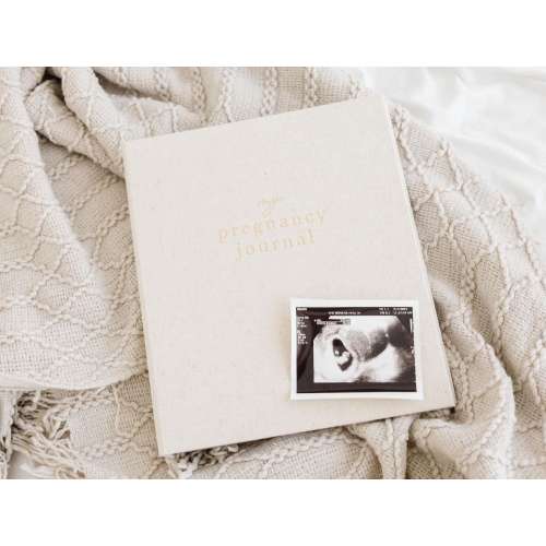 Linen Pregnancy Journal: Gold Foil Keepsake, Baby Milestone Book