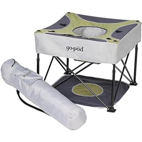 KidCo GoPod Adjustable Height Travel Baby Activity Center - Standing Baby Activity Center with Cupholder and Travel Bag, Pistachio