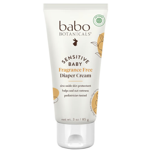 Babo Botanicals Sensitive Baby Fragrance-Free Diaper Cream - 25% Natural Zinc Oxide - Calendula, Shea & Cocoa Butter - EWG Verified - Vegan- From birth on