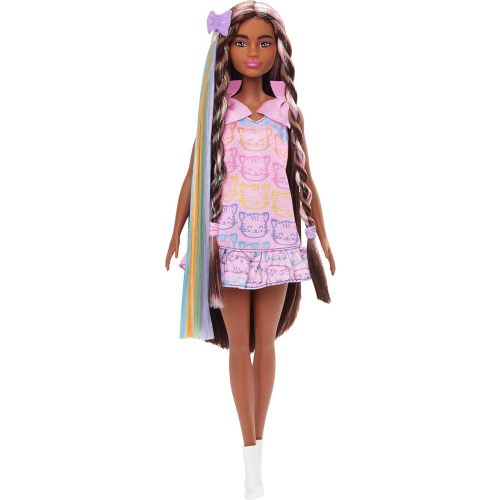 Barbie Fun & Fancy Fashion Doll & Accessories, with Extra-Long Black Hair & 2 Looks, Including Silver Dress & Hair Extension