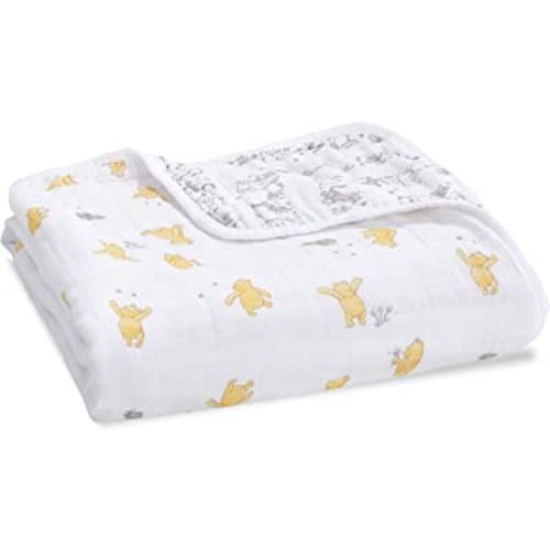 aden + anais Dream Blanket, Boutique Muslin Baby Blankets for Girls & Boys, Ideal Lightweight Newborn Nursery & Crib Blanket, Unisex Toddler & Infant Bedding, Shower & Registry Gift, Winnie The Pooh