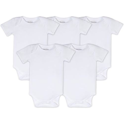 Burt's Bees Baby Infant Bodysuits, Organic Cotton Short and Long Sleeve, Size Preemie, Newborn to 12 Months - Pack of 5