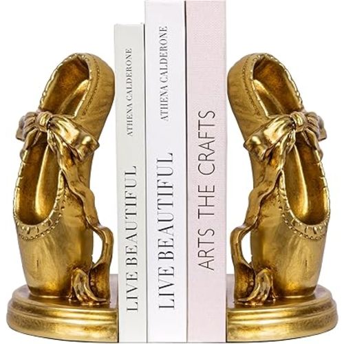 Bookends Heavy Duty to Hold Books - Book Ends for Shelves, Ballet Slipper Decorative Bookends for Heavy Books with Anti-Slip Base Book Stopper for Home Office Decor