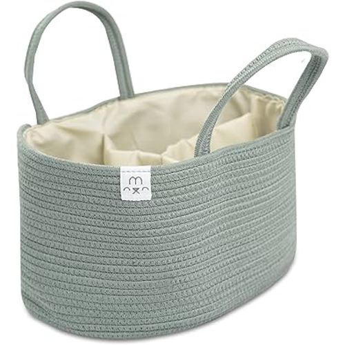 Natemia Cotton Rope Diaper Caddy - Versatile Nursery Basket with Storage Bin for Diapers and Newborn Baby Essentials, Portable Car Organizer, Perfect Baby Shower Present