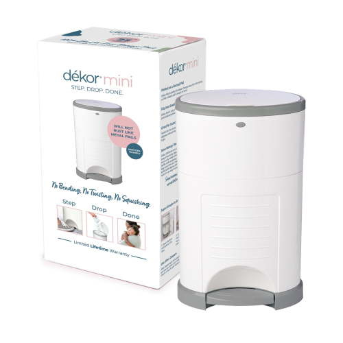 Dekor Mini Hands-Free Diaper Pail | White