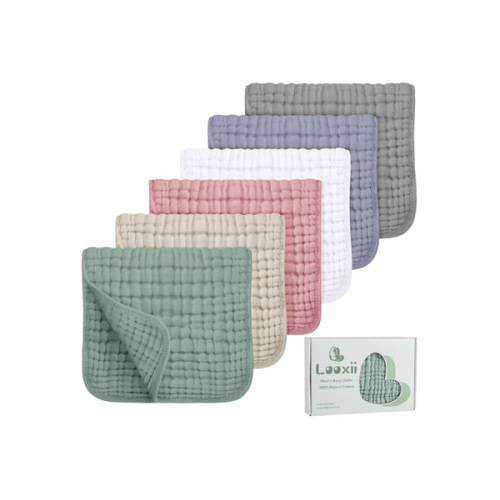 Looxii Muslin Burp Cloths 100% Cotton Muslin Cloths Large 20''x10'' Extra Soft and Absorbent 6 Pack Baby Burping Cloth for Boys and Girls (Grey)