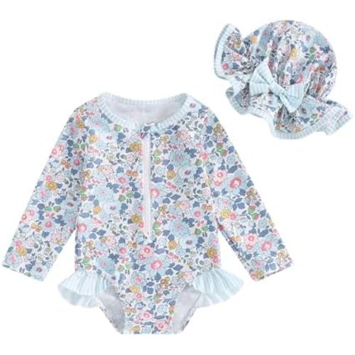 Toddler Girl Long Sleeve Swimsuit / 12-18mo
