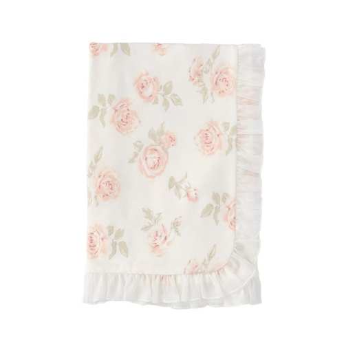 Edgehill Collection Baby Girls Large Floral Ruffle Chiffon Receiving Blanket