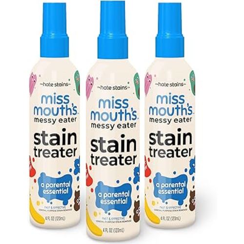 Miss Mouth's Messy Eater Stain Treater Spray - 4oz 3 Pack Stain Remover - Newborn & Baby Essentials - No Dry Cleaning Food, Grease, Coffee Off Laundry, Underwear, Fabric