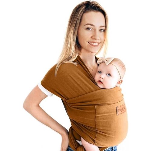 Baby Wrap Carrier - Premium Cotton Sling for Newborns to Toddlers - Hands-Free, Soothing Stretchy Fabric Wrap with Front Pocket for Essentials - One Size Fits All - by Max&So