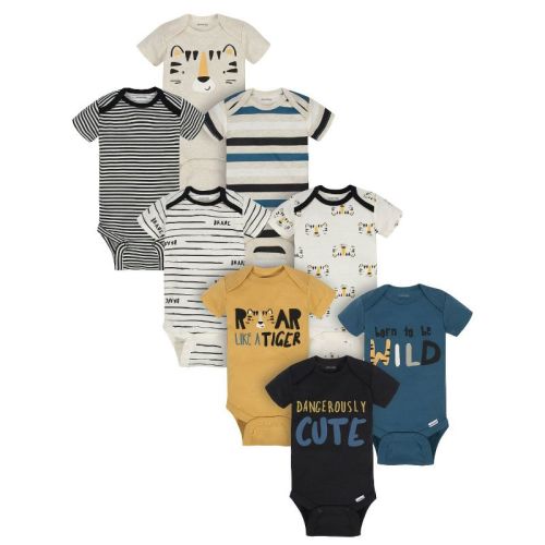 Onesies Brand Baby Boys' Short Sleeve Onesies Bodysuits - Tiger - 6-9 Months - 8-pack