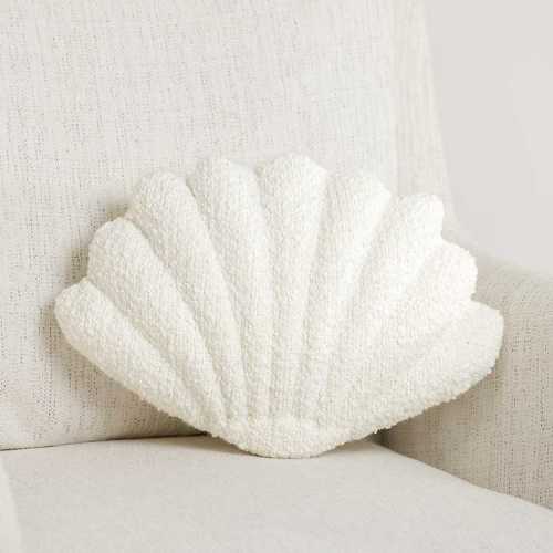 White Boucle Clamshell Shaped Pillow | Kirklands Home