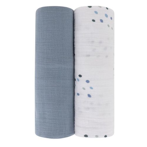 Ely's & Co. Cotton Muslin Swaddle Blanket Sapphire Blue And Indigo Blue 2 Pack
