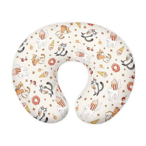 Cat and Ice Cream Breastfeeding Pillow Slipcover for Baby Ultra Soft Comfortable Newborn Nursing Pillow Case Stain Resistant and Scratch Resistant