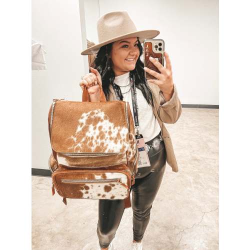 Load It Up Cowhide Backpack in Tan