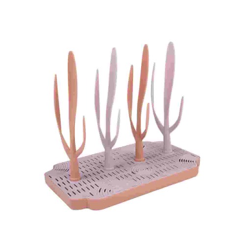 DF DUALFERV Baby Bottle Drying Rack with Drainer, High Capacity Bottle Dryer Holder for Baby Bottles, Nipples, Cups, Pump Parts and Accessories, Orange and Purple