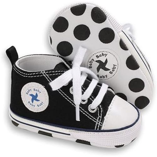 Unisex Baby Girls Boys Shoes Infant Soft Sole Canvas Newborn First Walkers High Top Anti-Slip Sneakers